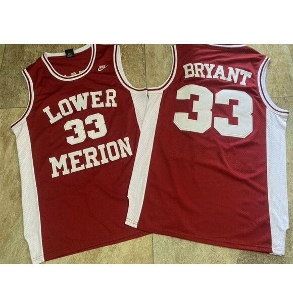 Mens Kobe BryantRed Lower Merion Stitched Jersey